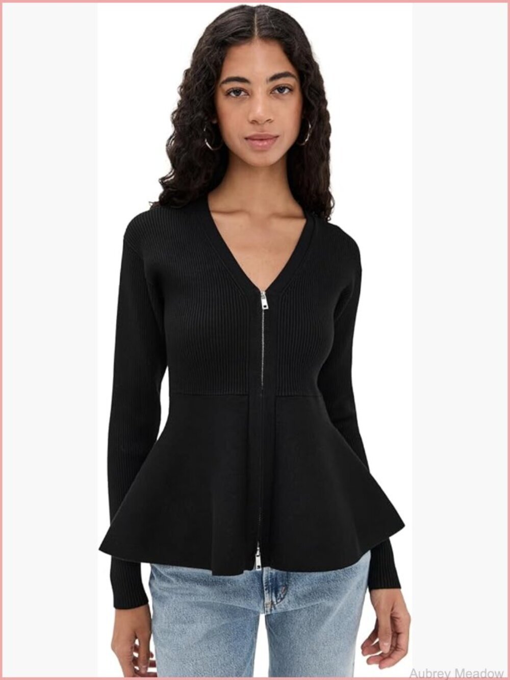 Faye Zip Up Cardigan - Mid-Weight Ribbed Knit Stretch